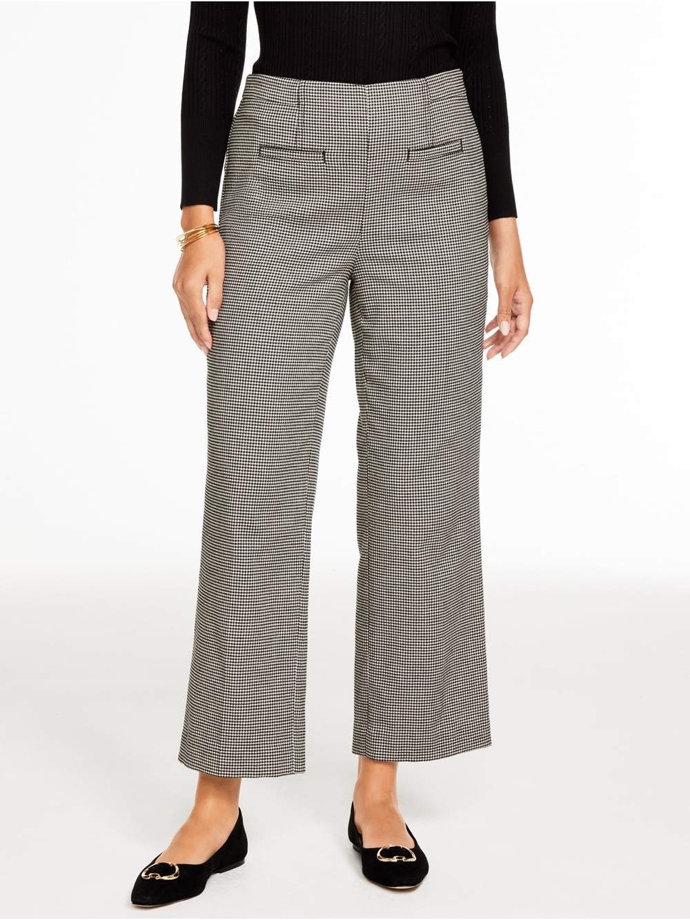 Talbots Black & White Wide-Leg Houndstooth Pants
